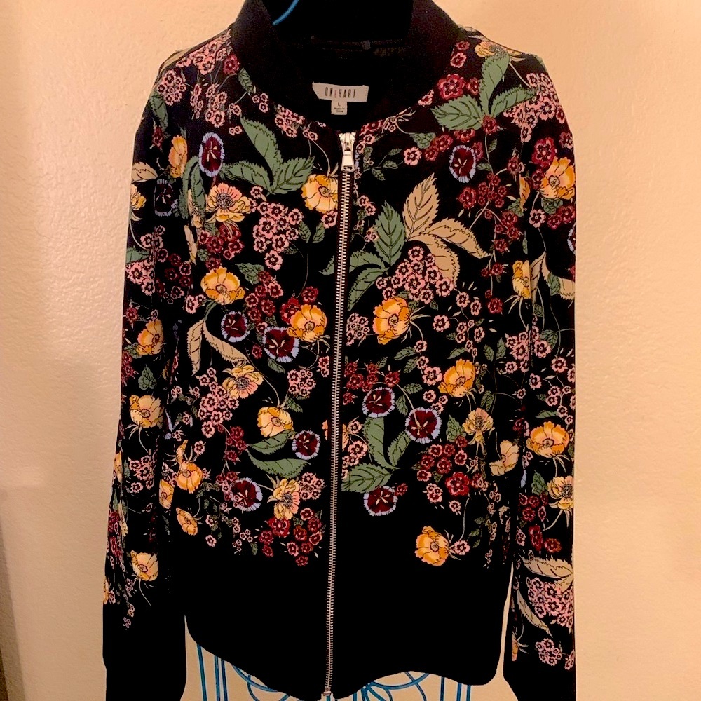 Floral Print Bomber Jacket. ONEHART